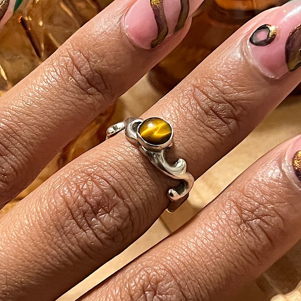 Vintage Tiger’s Eye Sterling Silver Ring Size 5